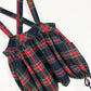 Vintage Kids Wool Plaid Bubble Skirt with Suspenders - 8-10yr