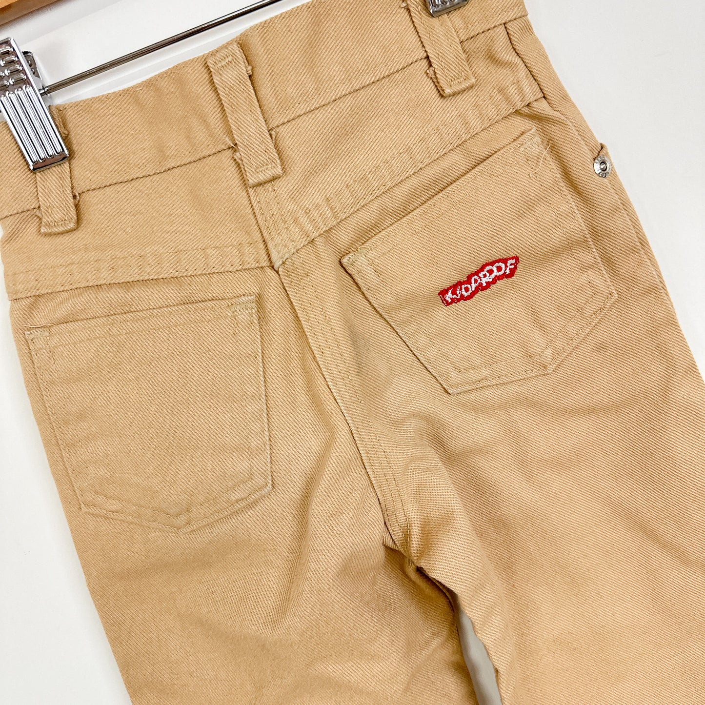70's Vintage Health Tex 'Kidproof' Denim Khaki Pants - Size 4-5yr