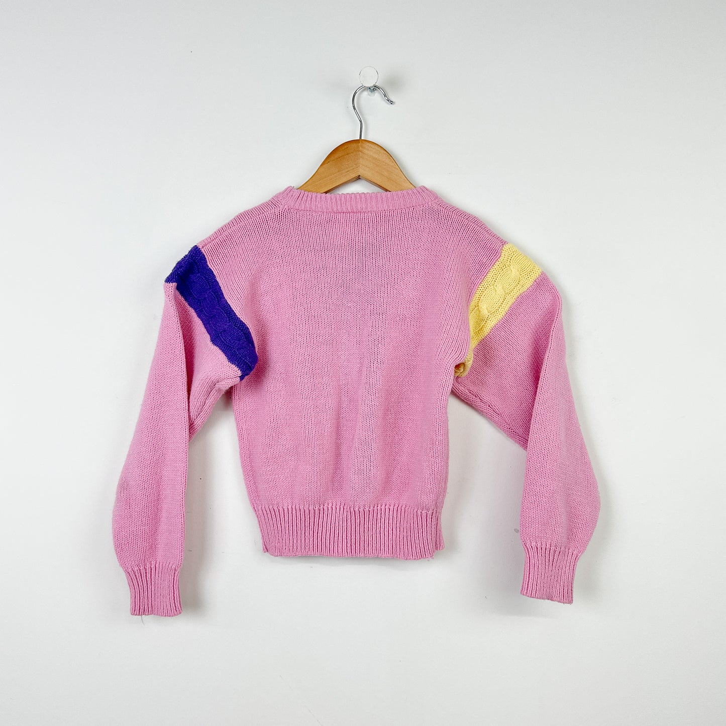 80's Vintage Pastels Cable Knit Sweater - Size 6-7yr