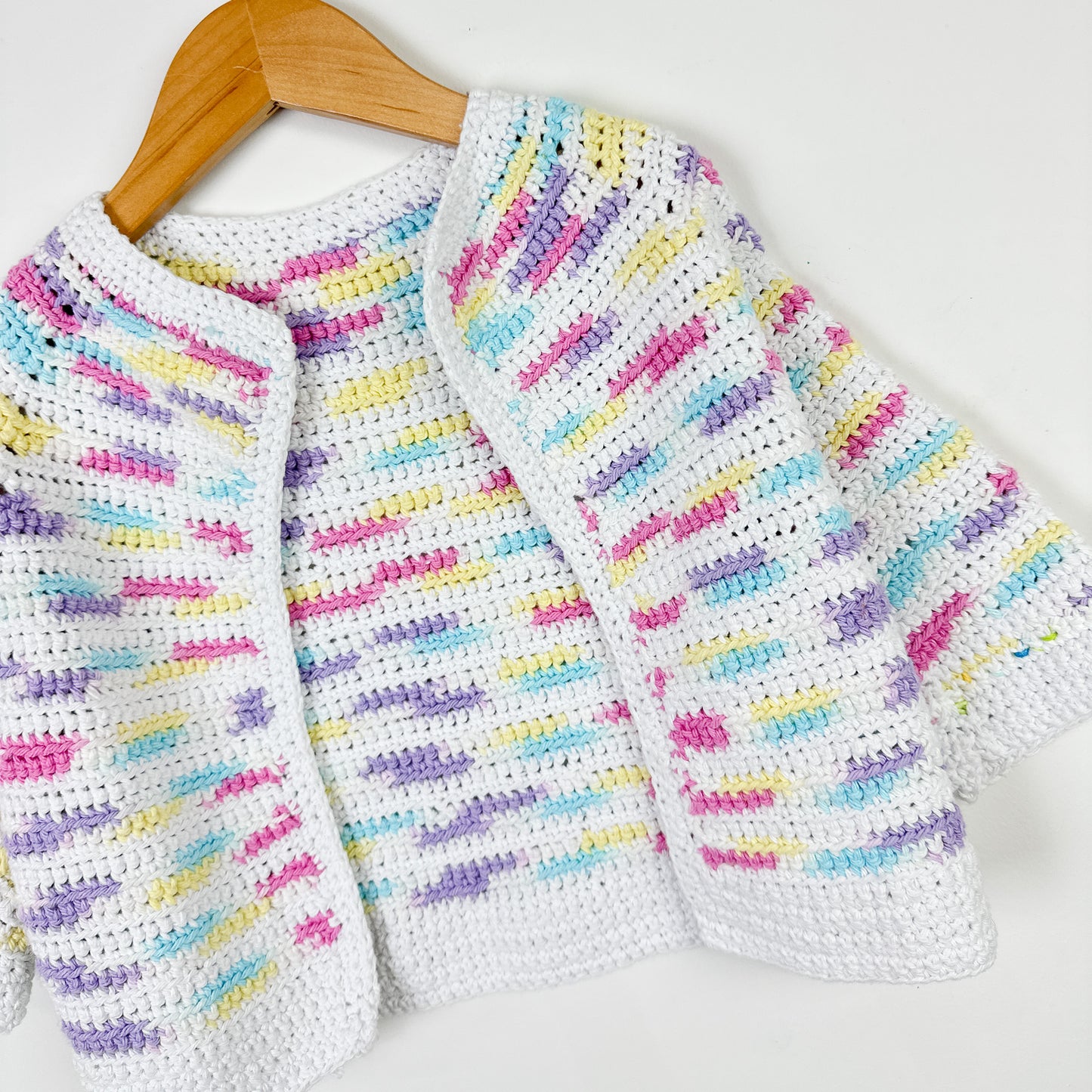Vintage Crocheted Cotton Pastel Cardigan - Size 4-5yr