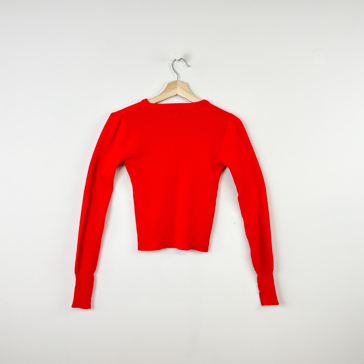 80's Vintage Red V-Neck Sweater - Size 14