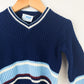 70's Vintage V-Neck Striped Sweater - Size 4T