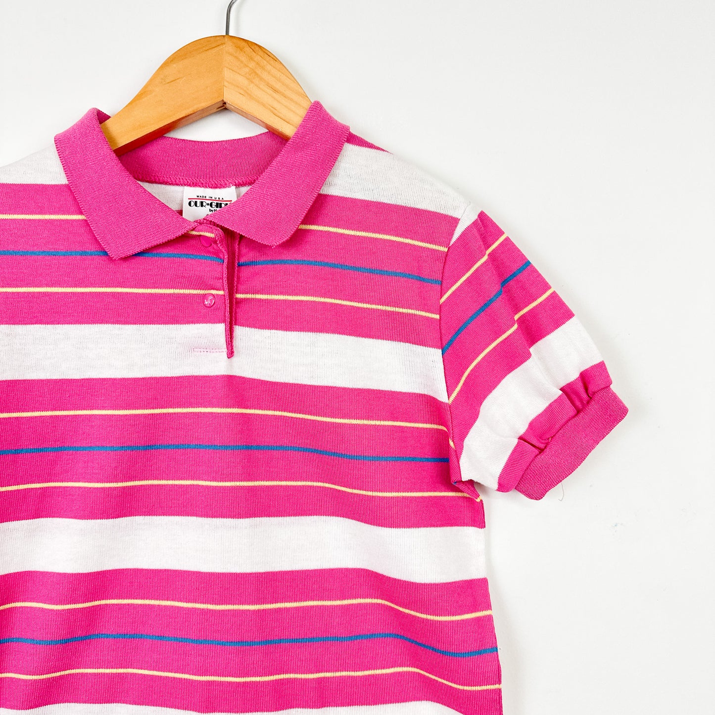 80's Vintage Kids Pink and Purple Striped Polo - 12yr