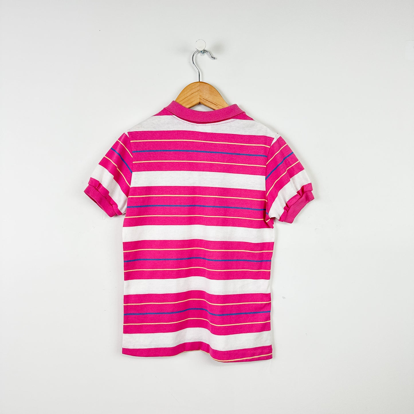 80's Vintage Kids Pink and Purple Striped Polo - 12yr