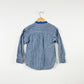 90's Vintage Kids Plaid Chambray Collarless Shirt - Size 8yr