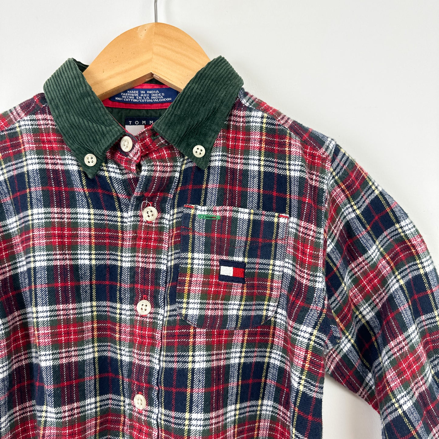 Vintage Tommy Hilfiger Flannel with Cord Collar - Size 12mo