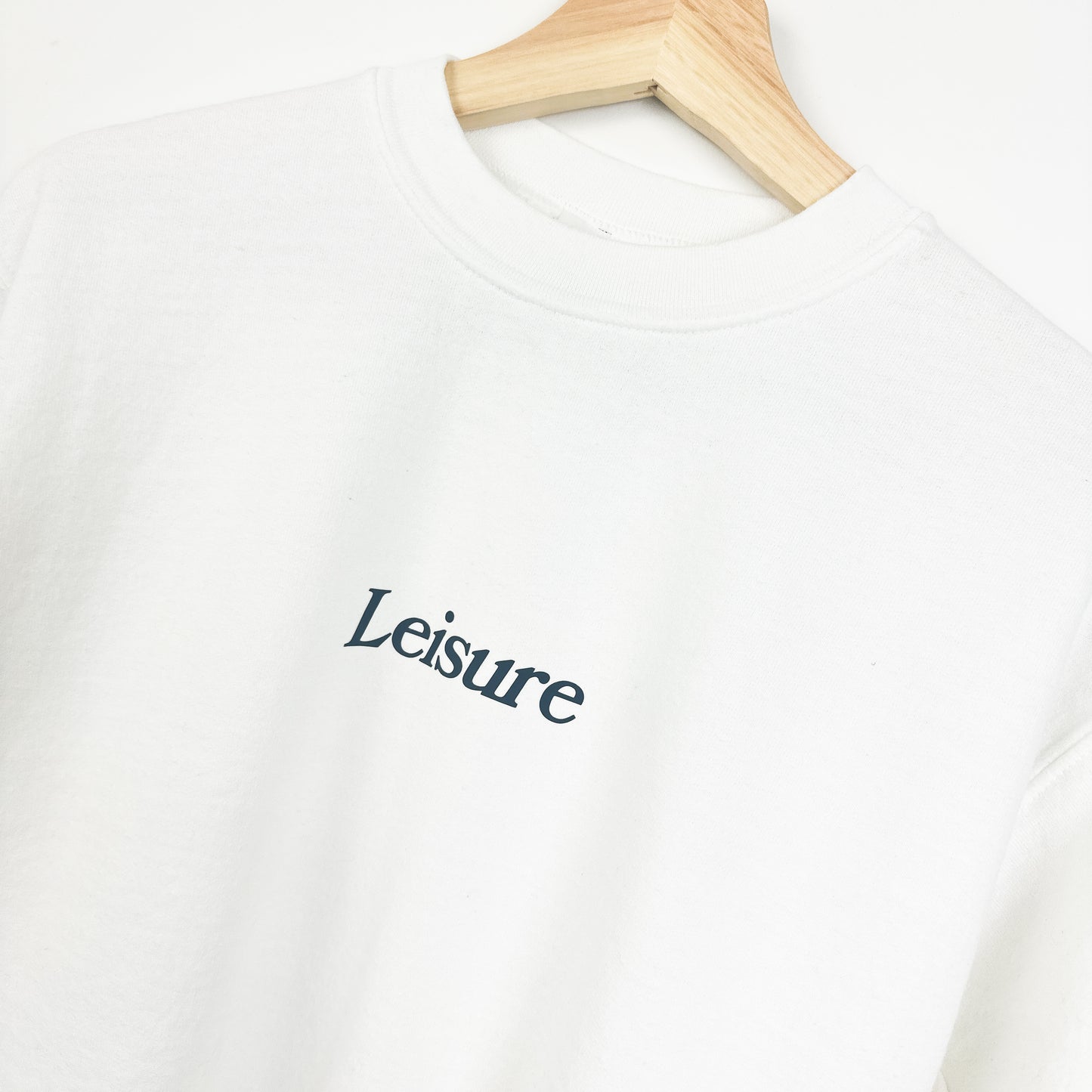 LEISURE - White Logo Crewneck - Size Youth XL (Adult S)