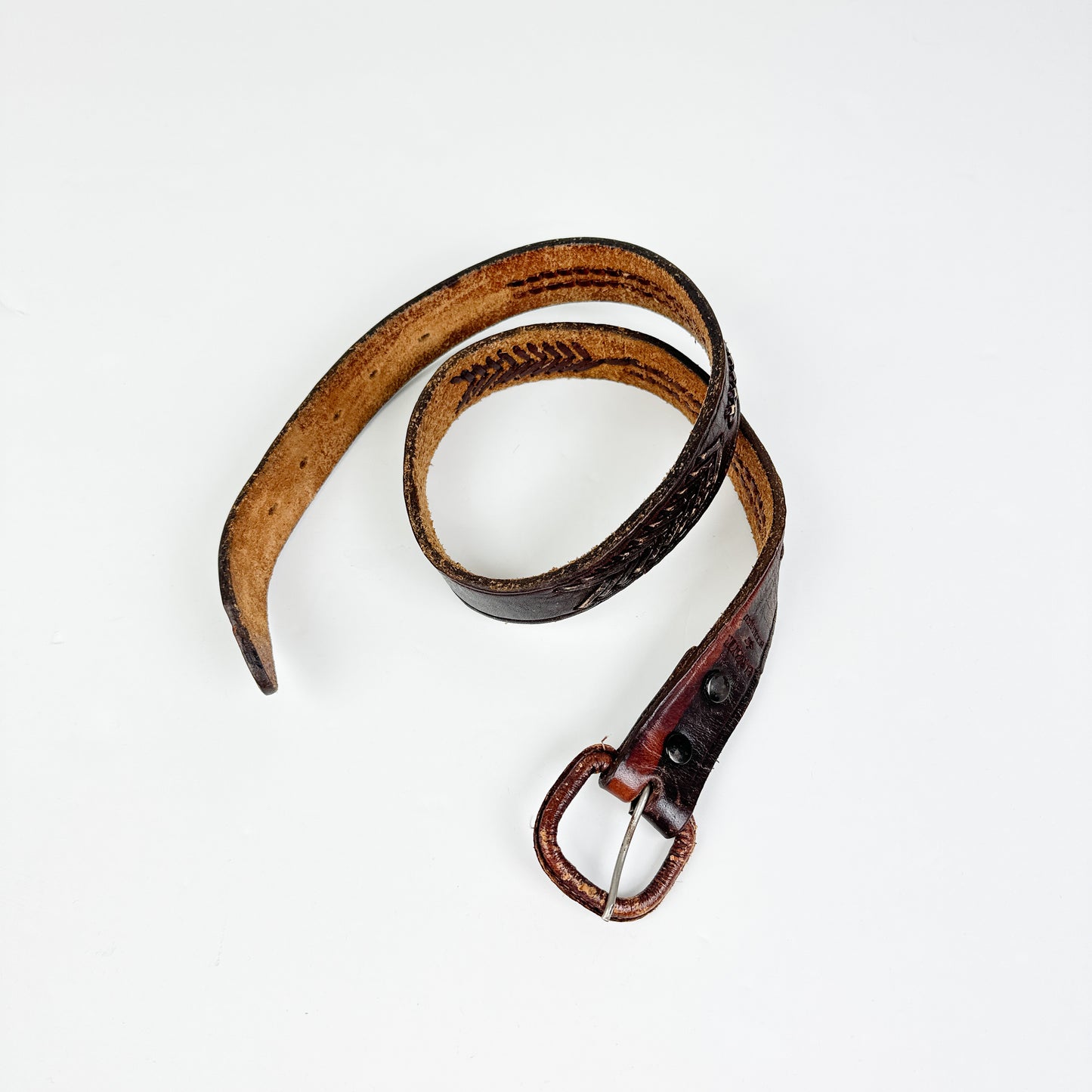 Vintage Kid's Tooled Leather Belt