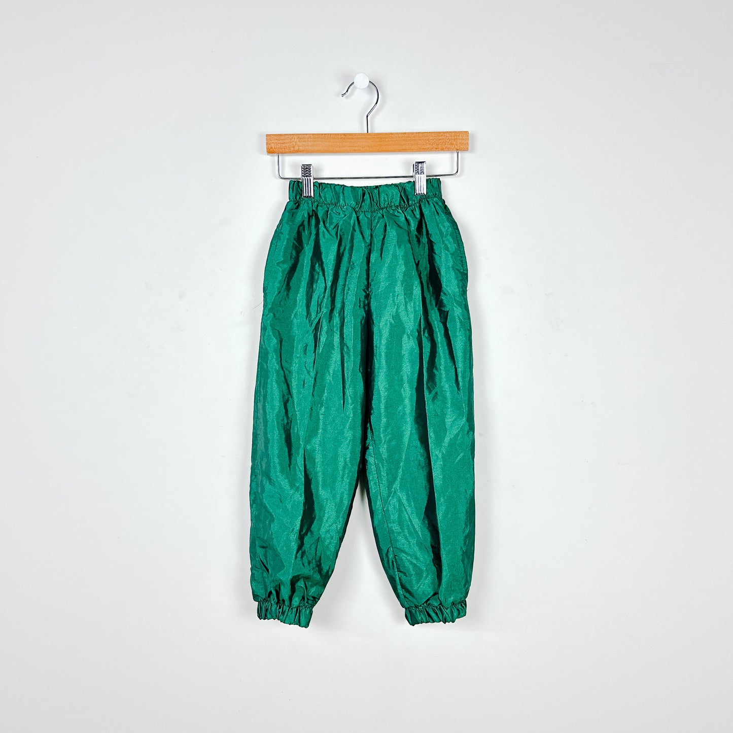 80's Vintage Shiny Green Track Pants - Size 4-5yr