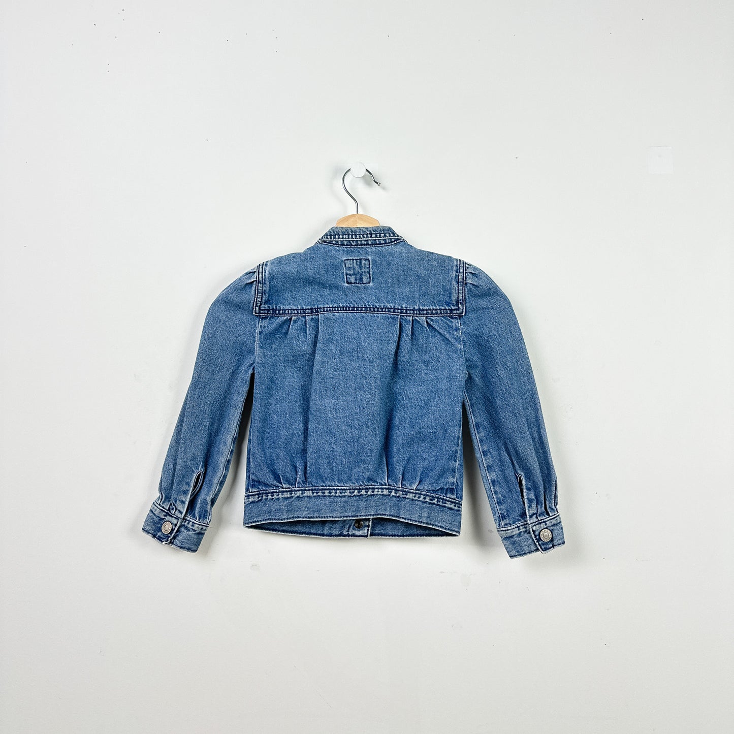Gap Denim Bomber Jacket with Puff Sleeves - Size 6-7yr