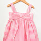 Vintage Pink and White Striped Big Bow Summer Dress - Size 5-6yr