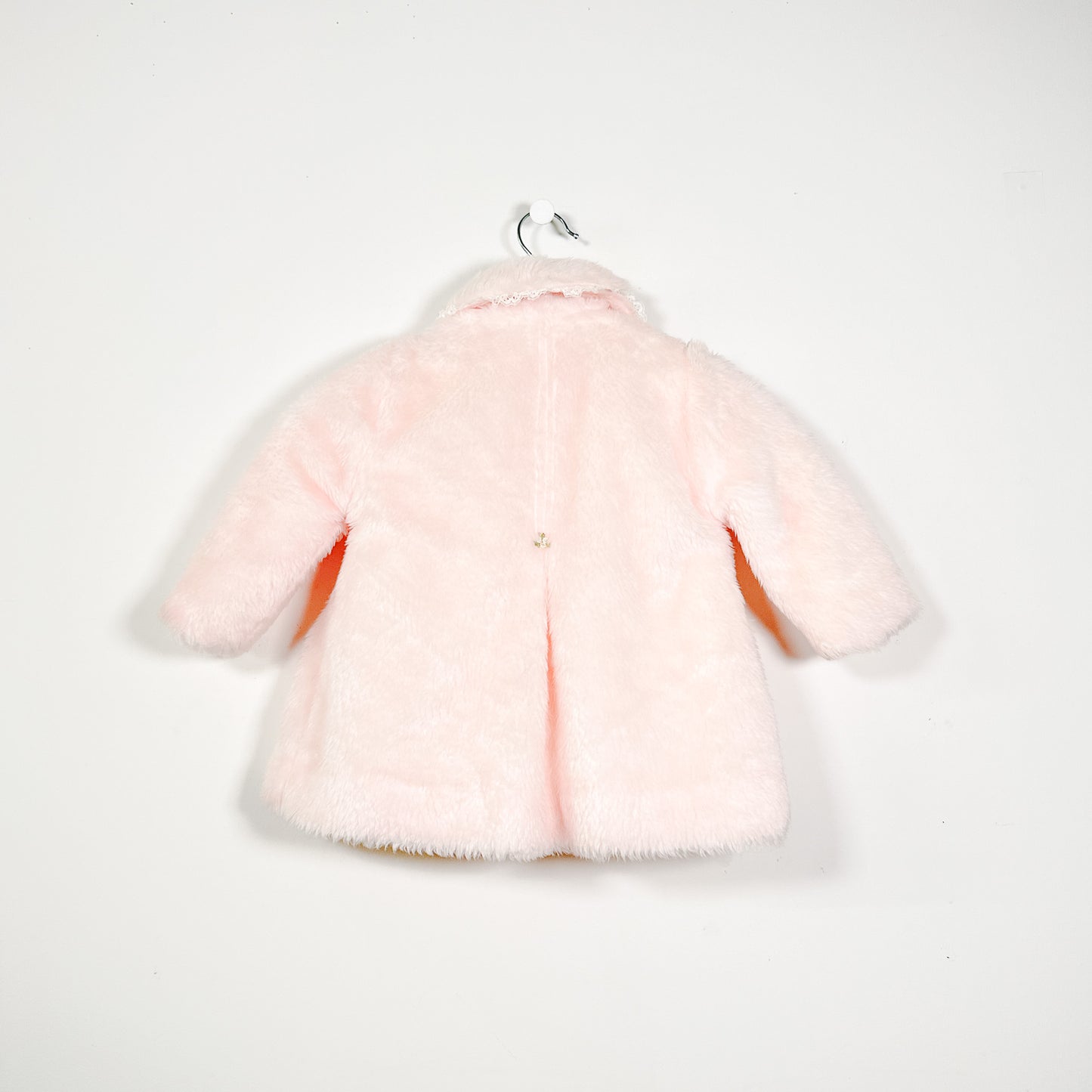80's Vintage Pink Fur Swing Coat with Rosebud Accents - Size 2-3yr
