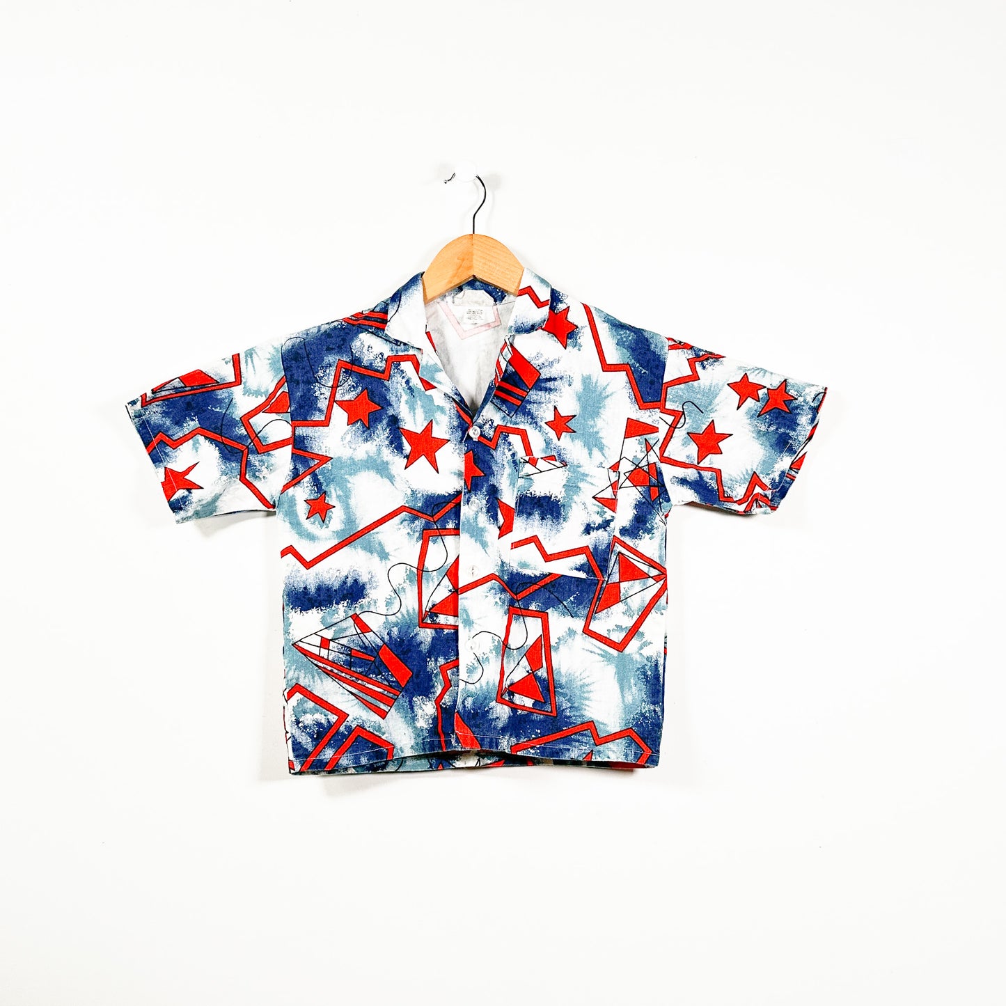 80's Vintage Kids Abstract Star Boxy Shirt - Size 7-8yr