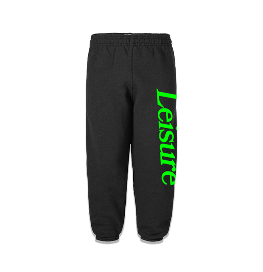 LEISURE - Black and Green Logo Sweats