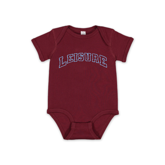 LEISURE Jr. Varsity Logo Onesie - Burgundy